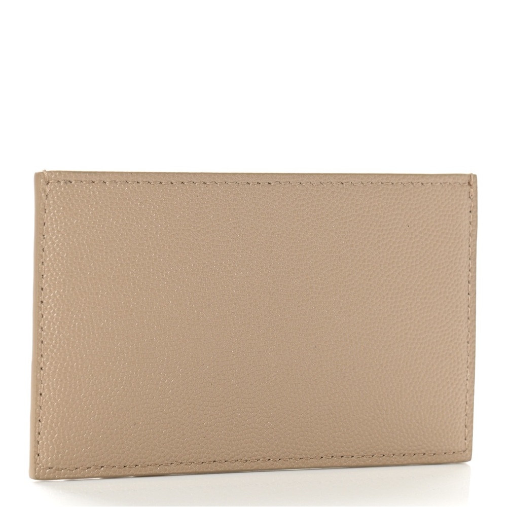 Brand New!!! YSL Saint Laurent Fragmented Card Case Beige Leather Holder Wallet - Picture 2 of 7
